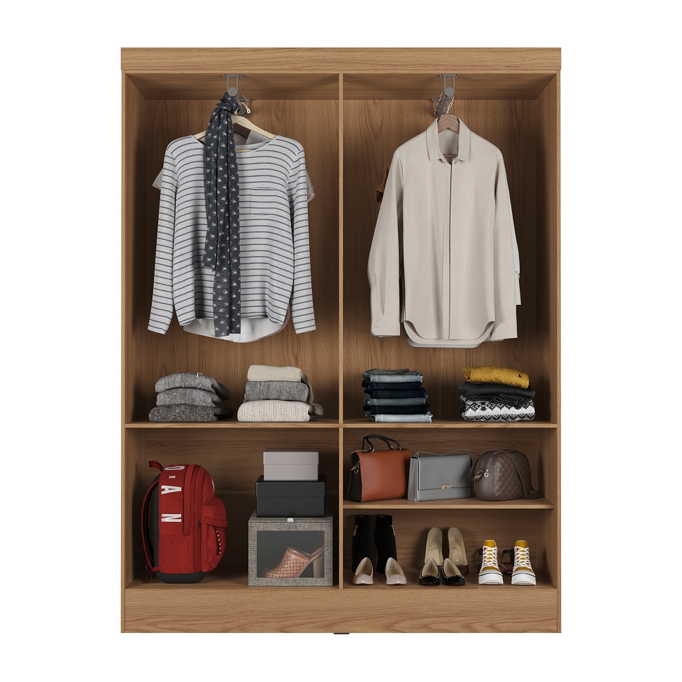 Guarda-Roupa Casal Boreal 4 Portas Carvalho e Off White