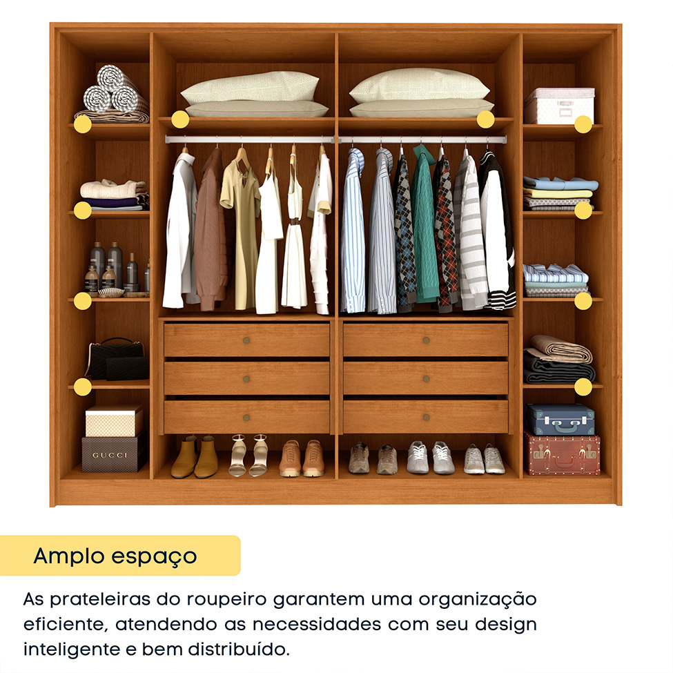 Guarda-Roupa Casal Hera 6 PT 6 GV Cinamomo