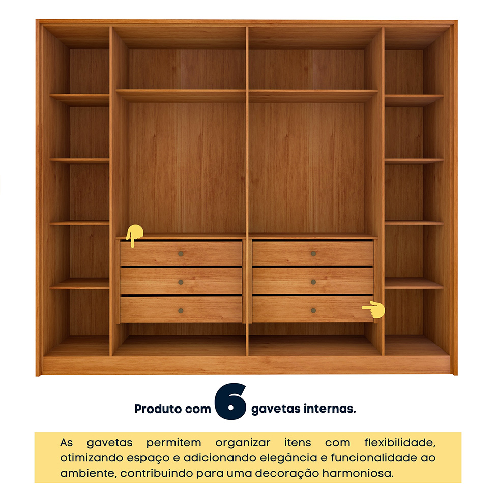 Guarda-Roupa Casal Hera 6 PT 6 GV Cinamomo