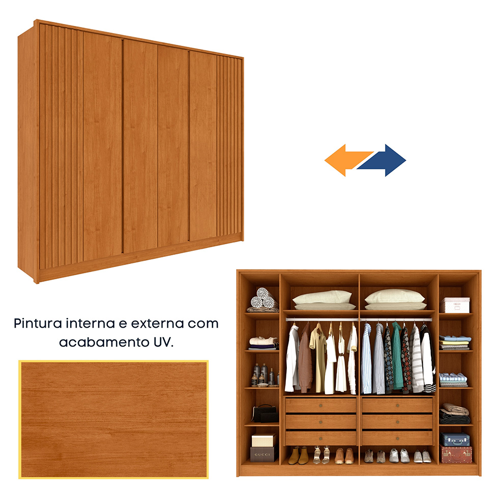 Guarda-Roupa Casal Hera 6 PT 6 GV Cinamomo