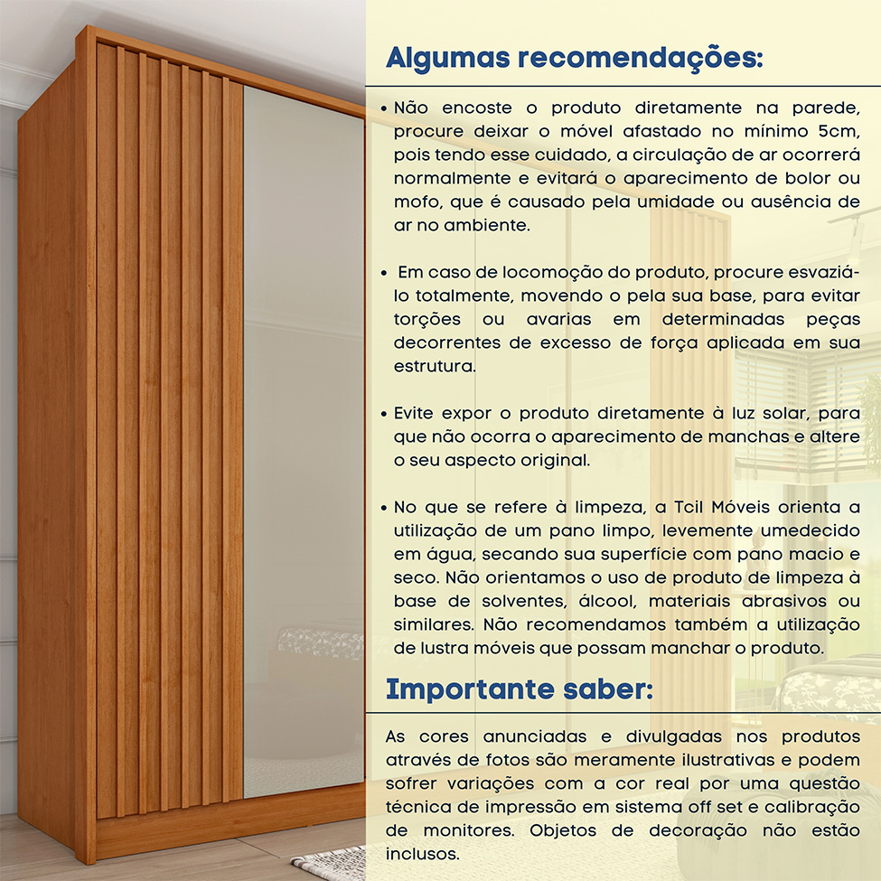 Guarda-Roupa Casal Hera 6 PT 6 GV Cinamomo e Off White