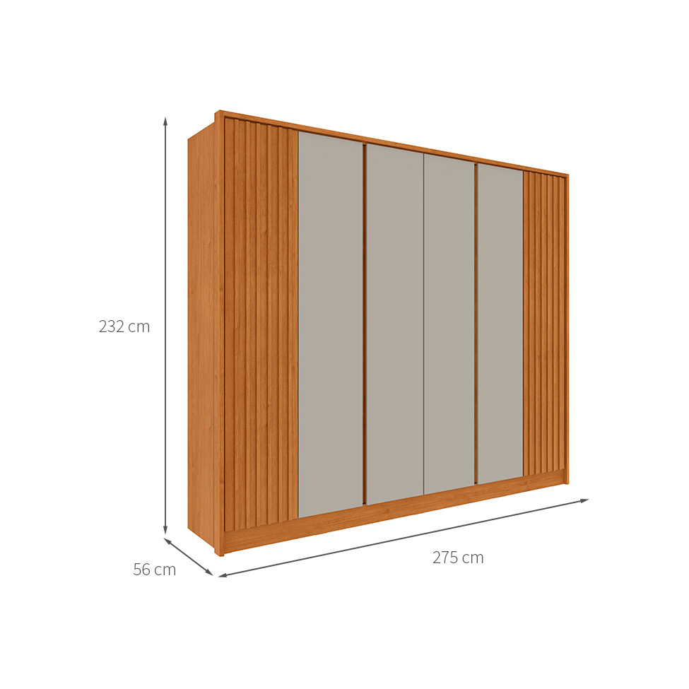 Guarda-Roupa Casal Hera 6 Portas 6 Gavetas Cinamomo e Off White