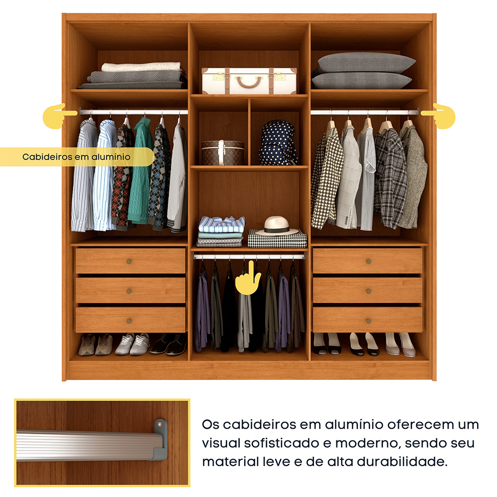 Guarda-Roupa Casal Pequin 6 Portas 6 Gavetas Cinamomo