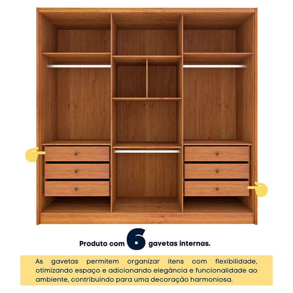 Guarda-Roupa Casal Pequin 6 Portas 6 Gavetas Cinamomo