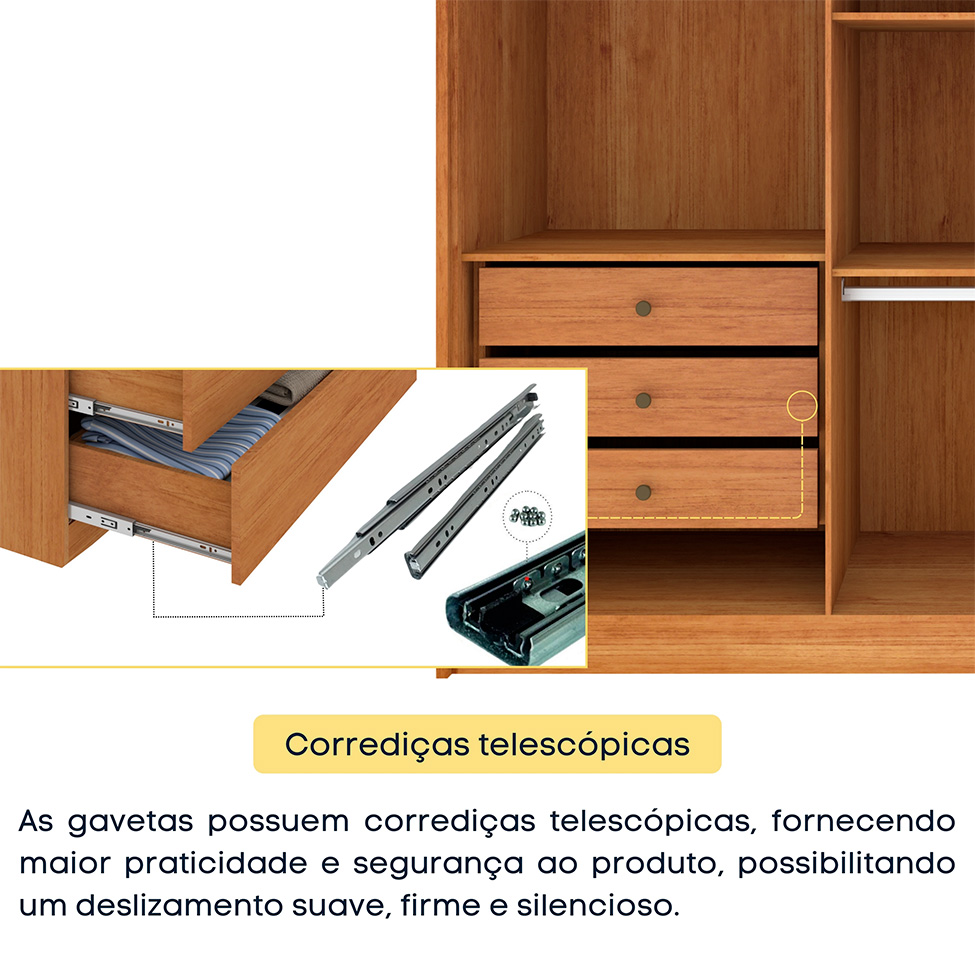 Guarda-Roupa Casal Pequin 6 Portas 6 Gavetas Cinamomo
