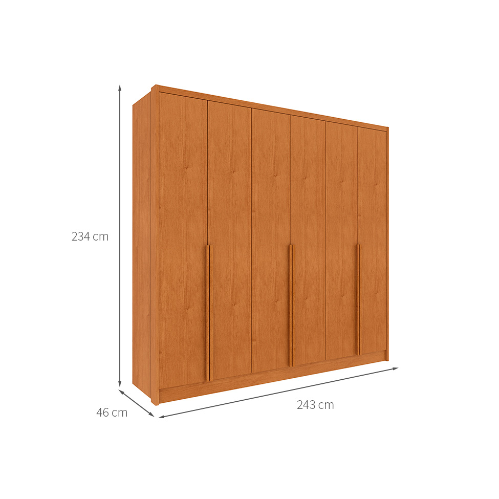 Guarda-Roupa Casal Pequin 6 Portas 6 Gavetas Cinamomo