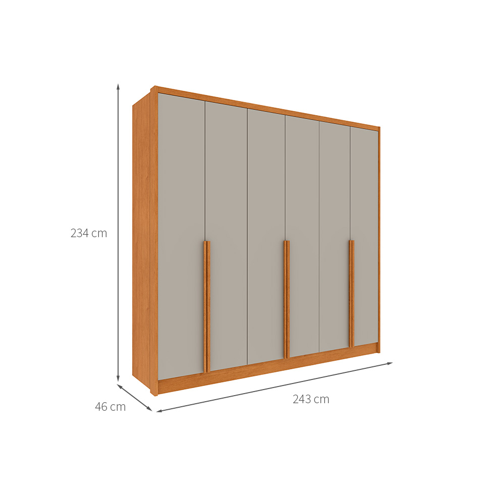 Guarda-Roupa Casal Pequin 6 Portas 6 Gavetas Cinamomo e Off White