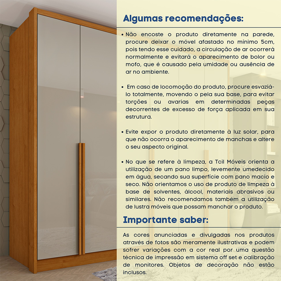 Guarda-Roupa Casal Pequin 6 Portas 6 Gavetas Cinamomo e Off White