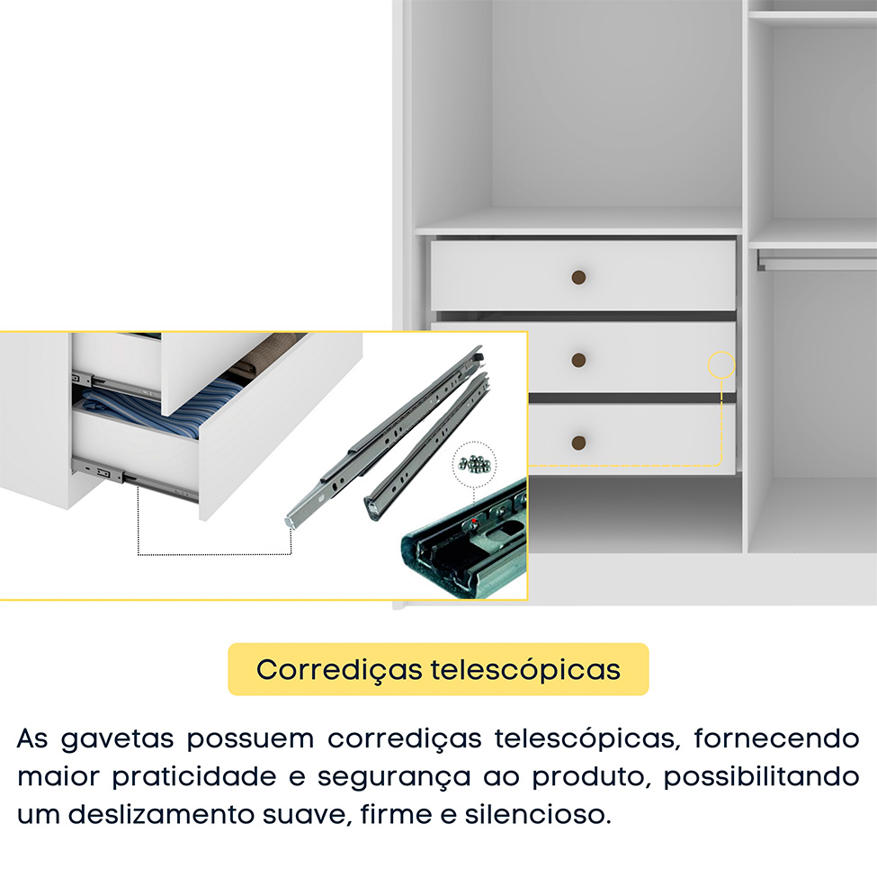 Guarda-Roupa Casal Pequin 6 Portas 6 Gavetas Neve