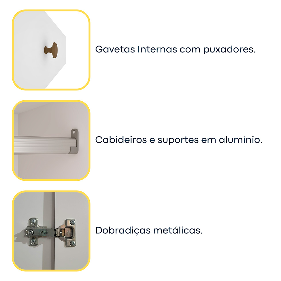 Guarda-Roupa Casal Pequin 6 Portas 6 Gavetas Neve
