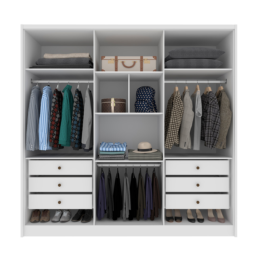 Guarda-Roupa Casal Pequin 6 Portas 6 Gavetas Neve