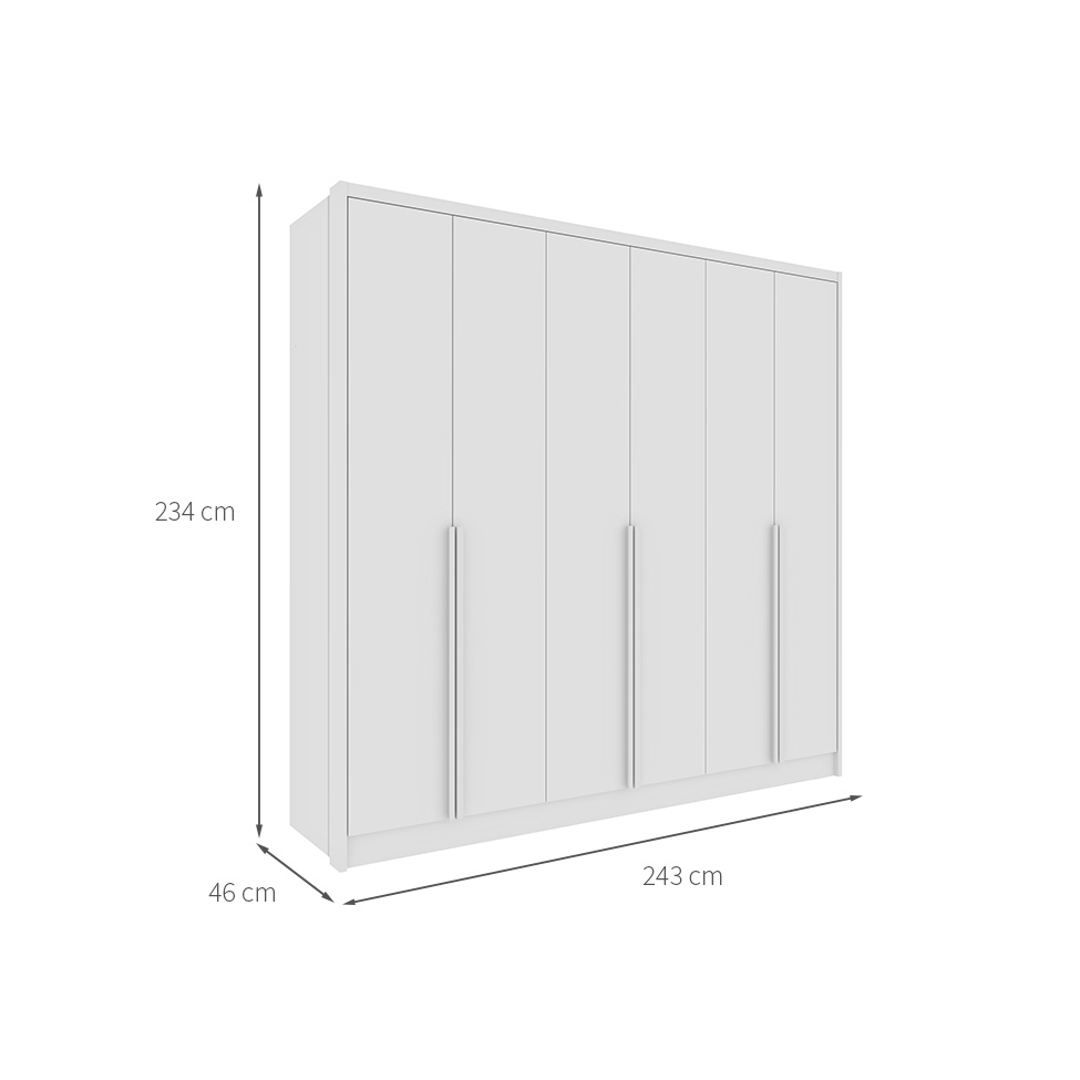 Guarda-Roupa Casal Pequin 6 Portas 6 Gavetas Neve