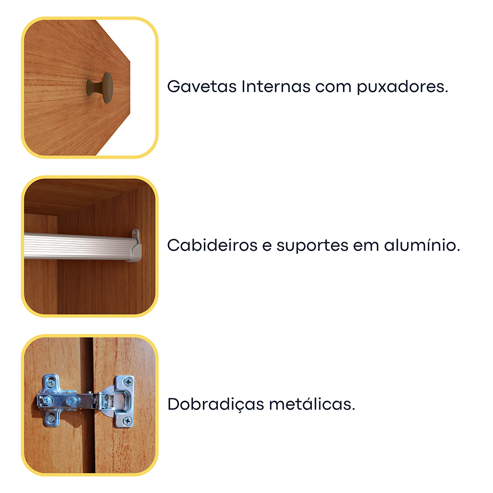 Guarda-Roupa Casal Poenia 6 Portas 6 Gavetas Cinamomo