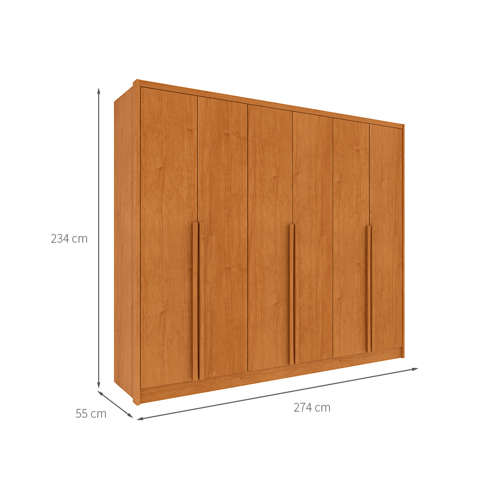 Guarda-Roupa Casal Poenia 6 Portas 6 Gavetas Cinamomo