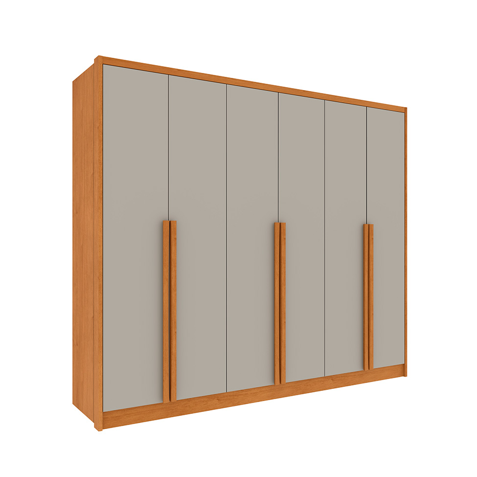 Guarda-Roupa Casal Poenia 6 Portas 6 Gavetas Cinamomo e Off White