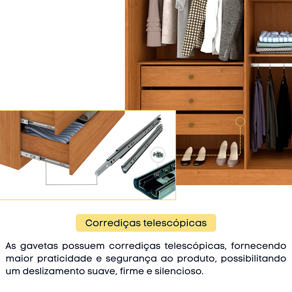 Guarda-Roupa Casal Poenia 6 Portas 6 Gavetas Cinamomo e Off White