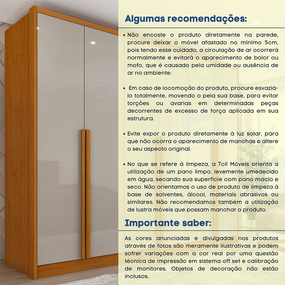 Guarda-Roupa Casal Poenia 6 Portas 6 Gavetas Cinamomo e Off White