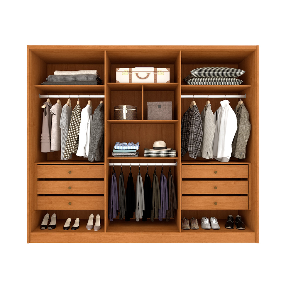 Guarda-Roupa Casal Poenia 6 Portas 6 Gavetas Cinamomo e Off White