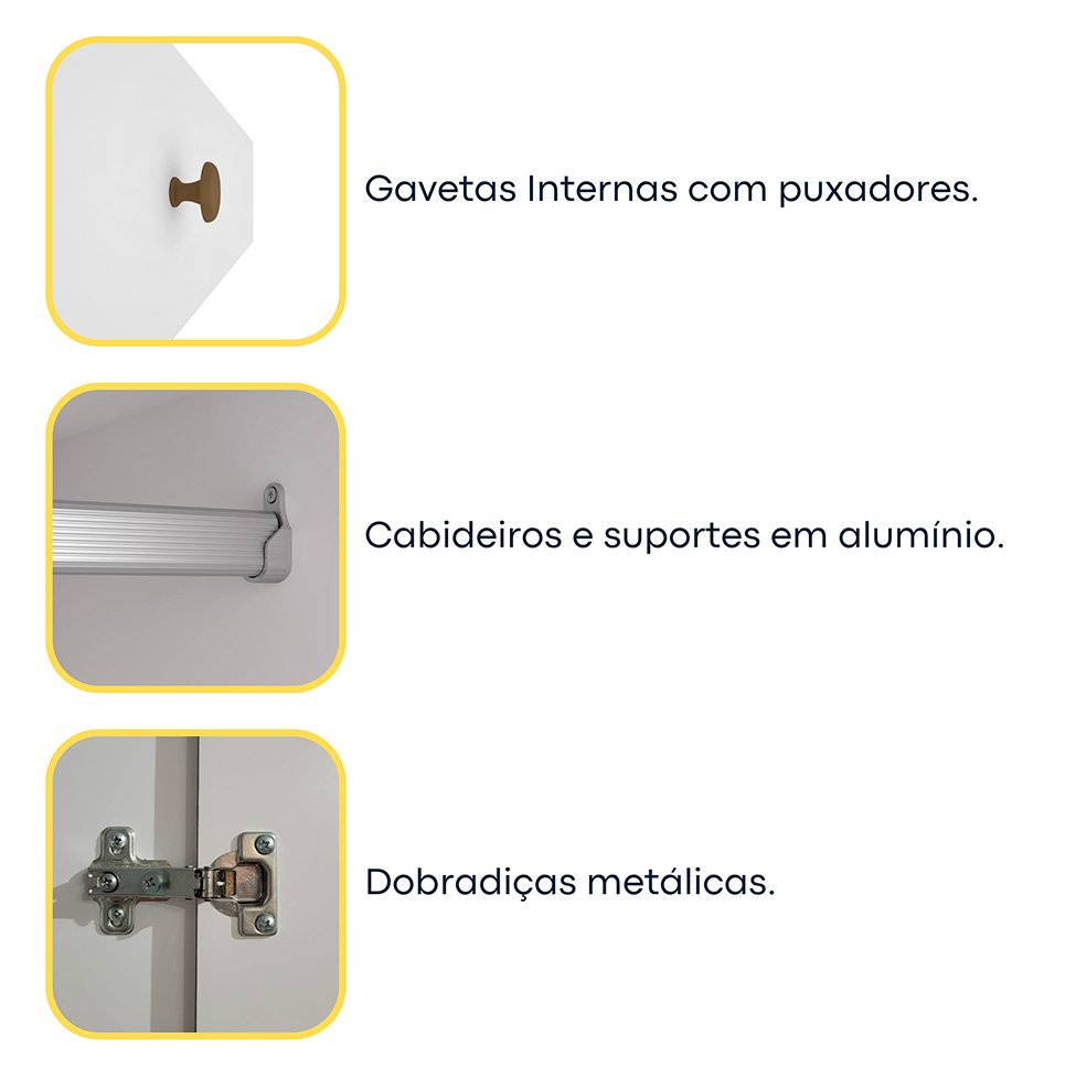 Guarda-Roupa Casal Poenia 6 Portas 6 Gavetas Neve