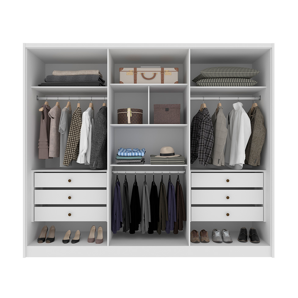 Guarda-Roupa Casal Poenia 6 Portas 6 Gavetas Neve