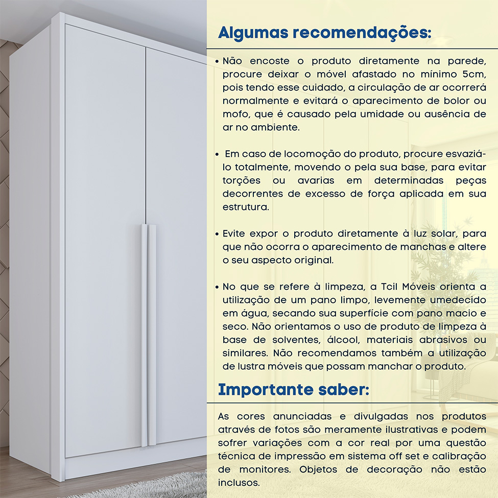 Guarda-Roupa Casal Poenia 6 Portas 6 Gavetas Neve