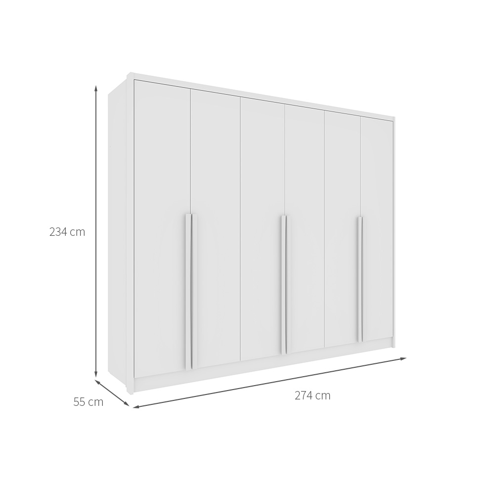Guarda-Roupa Casal Poenia 6 Portas 6 Gavetas Neve