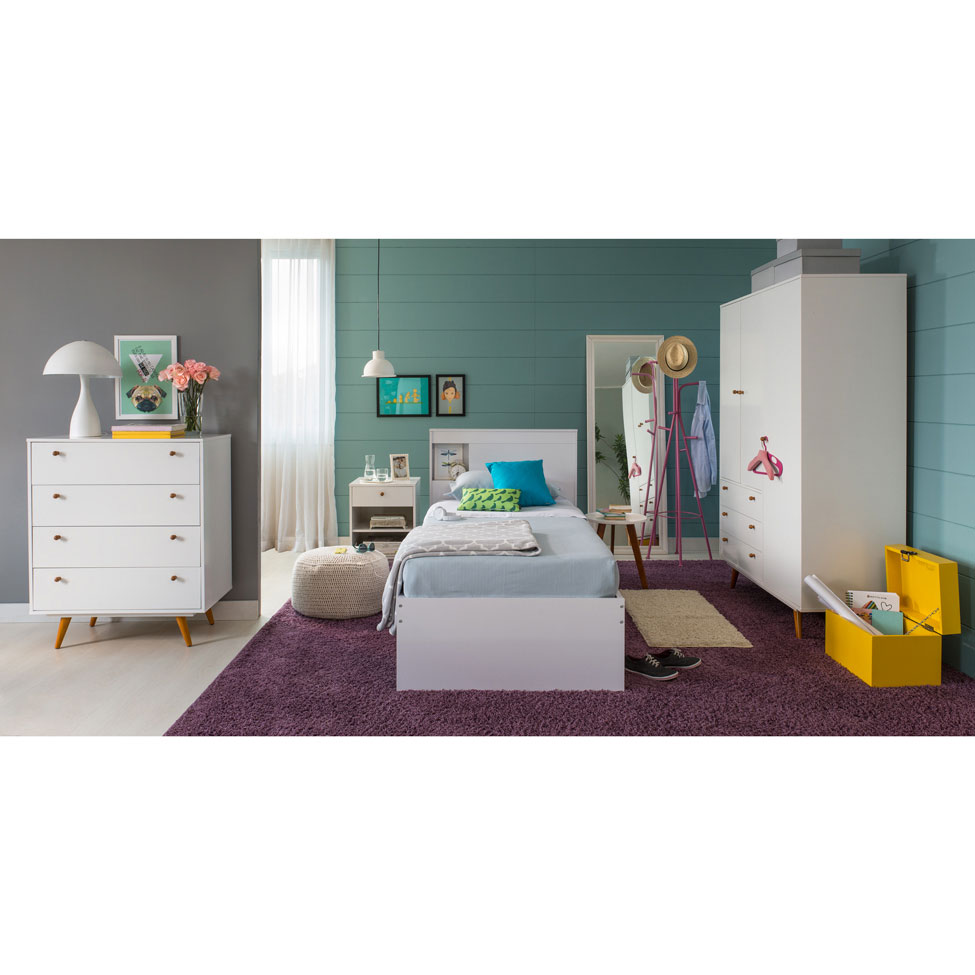 Guarda-Roupa Casal Retrô Plus 3 PT 3 GV Branco Acetinado