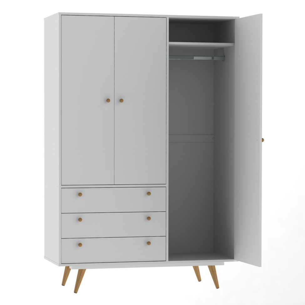 Guarda-Roupa Casal Retrô Plus 3 PT 3 GV Branco Acetinado