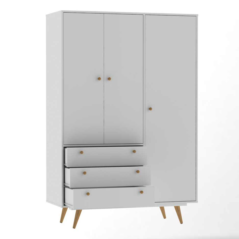 Guarda-Roupa Casal Retrô Plus 3 PT 3 GV Branco Acetinado