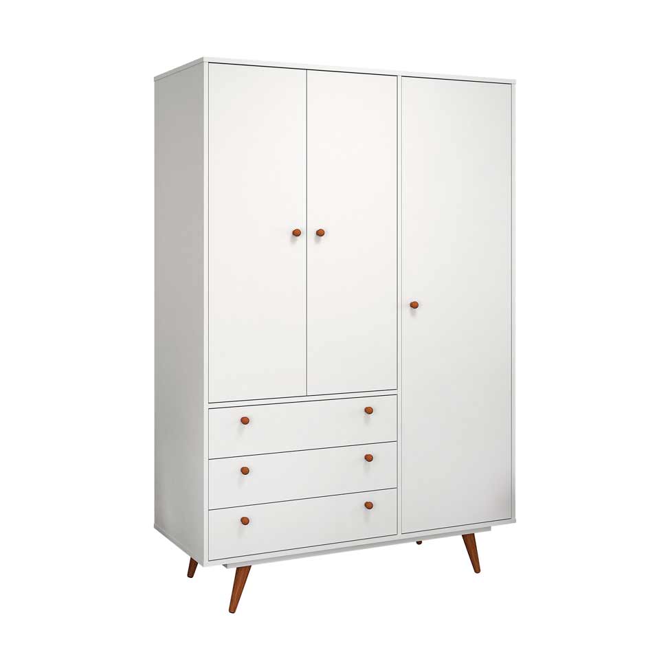 Guarda-Roupa Casal Retrô Plus 3 PT 3 GV Branco Acetinado