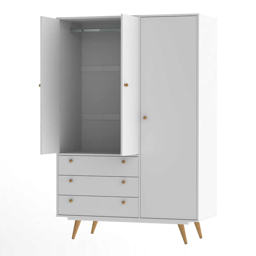 Guarda-Roupa Casal Retrô Plus 3 PT 3 GV Branco Acetinado