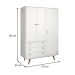 Guarda-Roupa Casal Retrô Plus 3 PT 3 GV Branco Acetinado