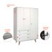 Guarda-Roupa Casal Retrô Plus 3 Portas 3 Gavetas Branco Acetinado