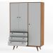 Guarda-Roupa Casal Retrô Plus 3 Portas 3 Gavetas Rustik Carvalho e Branco