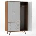 Guarda-Roupa Casal Retrô Plus 3 Portas 3 Gavetas Rustik Carvalho e Branco