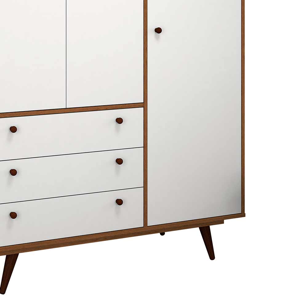 Guarda-Roupa Casal Retrô Plus 3 Portas 3 Gavetas Rustik Carvalho e Branco