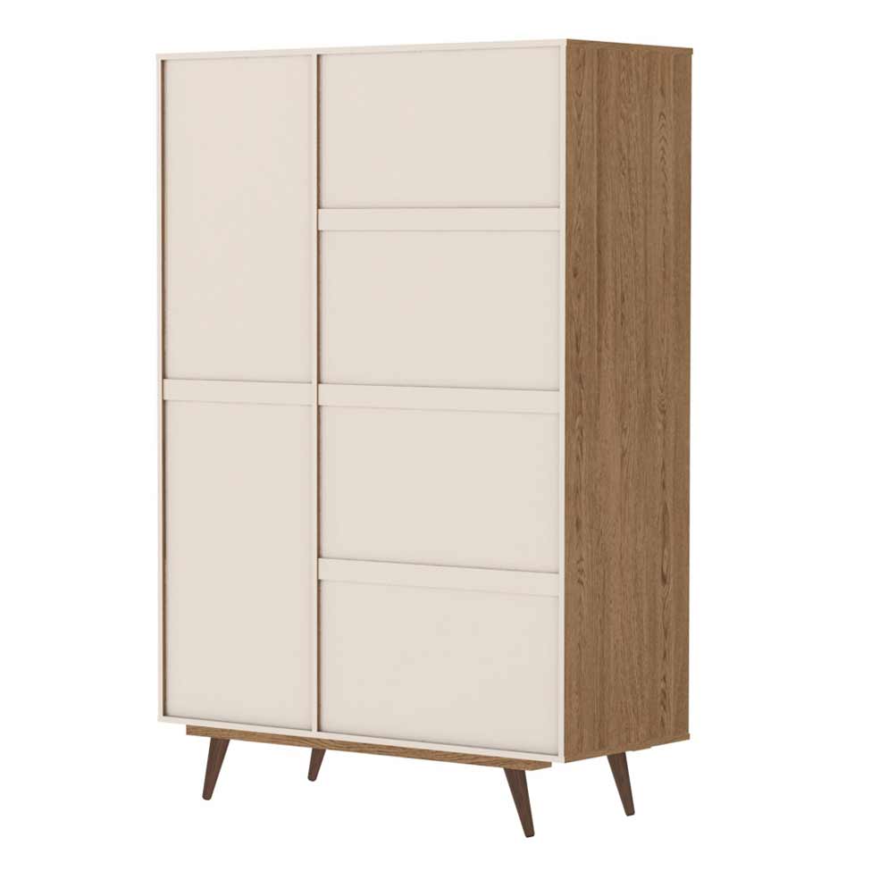 Guarda-Roupa Casal Retrô Plus 3 Portas 3 Gavetas Rustik Carvalho e Branco