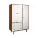Guarda-Roupa Casal Retrô Plus 3 Portas 3 Gavetas Rustik Carvalho e Branco