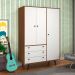 Guarda-Roupa Casal Retrô Plus 3 Portas 3 Gavetas Rustik Carvalho e Branco
