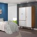 Guarda-Roupa Casal Retrô Plus 3 Portas 3 Gavetas Rustik Carvalho e Branco