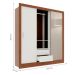 Guarda-Roupa Casal com 1 Espelho Luiza 3 Portas 2 Gavetas Marrom e Branco 190 cm