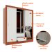 Guarda-Roupa Casal com 1 Espelho Luiza 3 Portas 2 Gavetas Marrom e Branco 190 cm