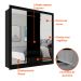 Guarda-Roupa Casal com 3 Espelhos Luiza 3 Portas 2 Gavetas Preto 190 cm