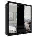 Guarda-Roupa Casal com 3 Espelhos Luiza 3 Portas 2 Gavetas Preto 190 cm
