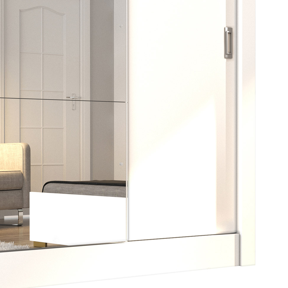 Guarda-Roupa Casal com Espelho Bahia III 3 Portas 4 Gavetas Branco