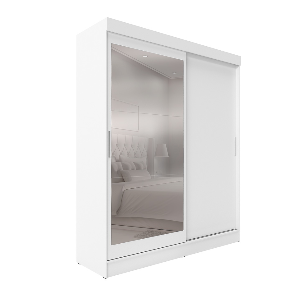 Guarda-Roupa Casal com Espelho Karina 2 Portas 2 Gavetas Branco