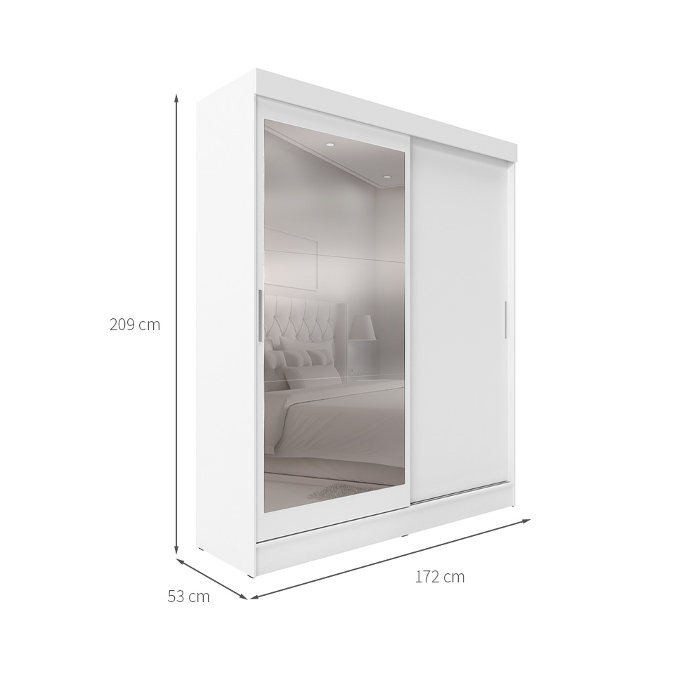 Guarda-Roupa Casal com Espelho Karina 2 Portas 2 Gavetas Branco