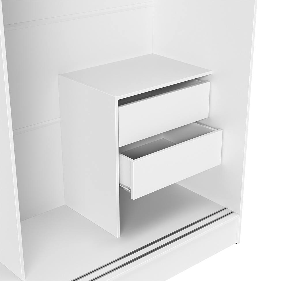 Guarda-Roupa Casal com Espelho Karina 2 Portas 2 Gavetas Branco