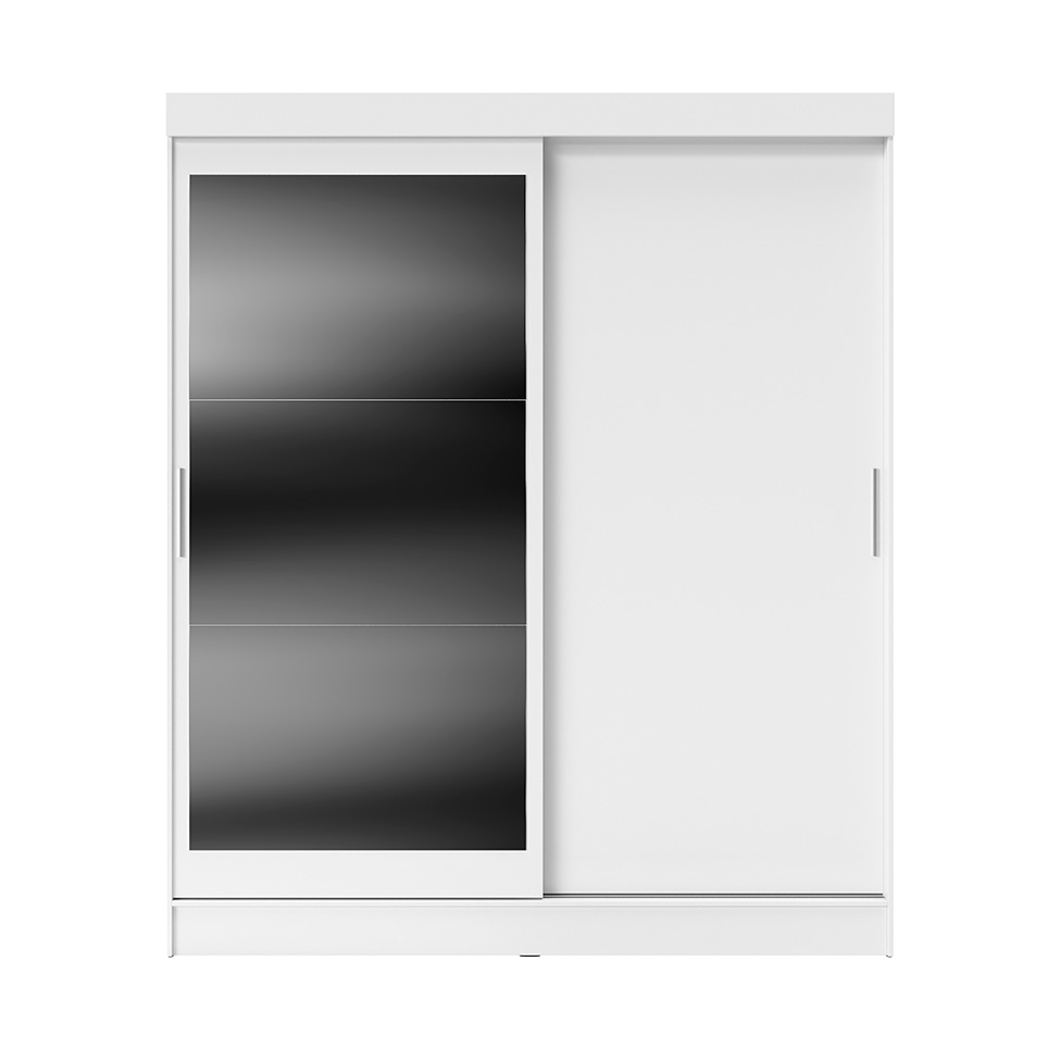 Guarda-Roupa Casal com Espelho Karina 2 Portas 2 Gavetas Branco