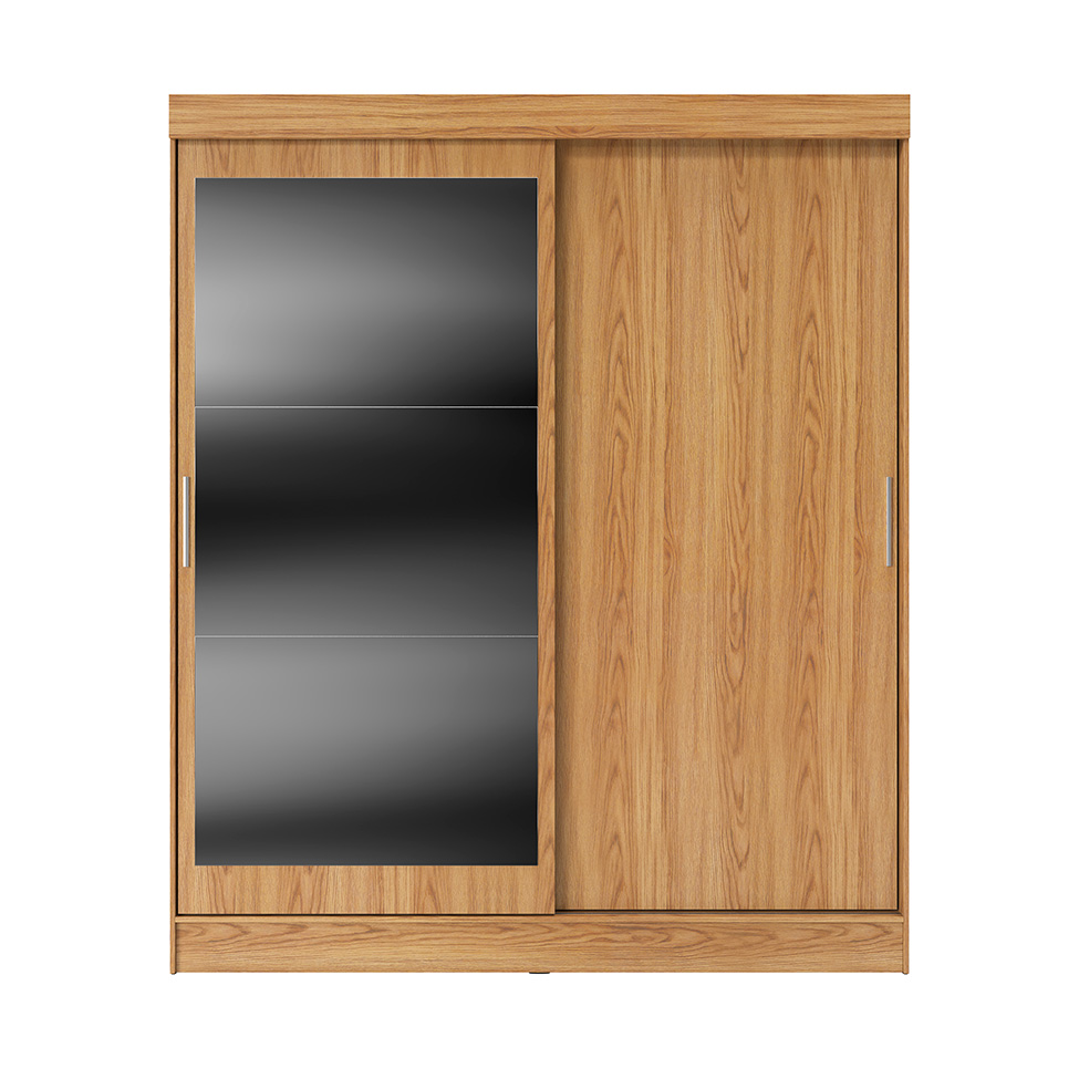 Guarda-Roupa Casal com Espelho Karina 2 Portas 2 Gavetas Carvalho